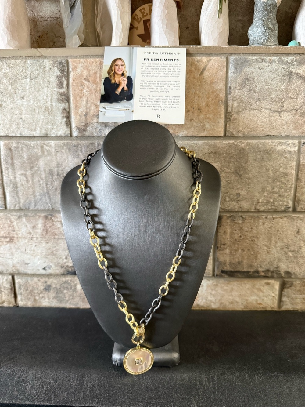 Freida Rothman Statement Necklace with Mother of Pearl enhancer